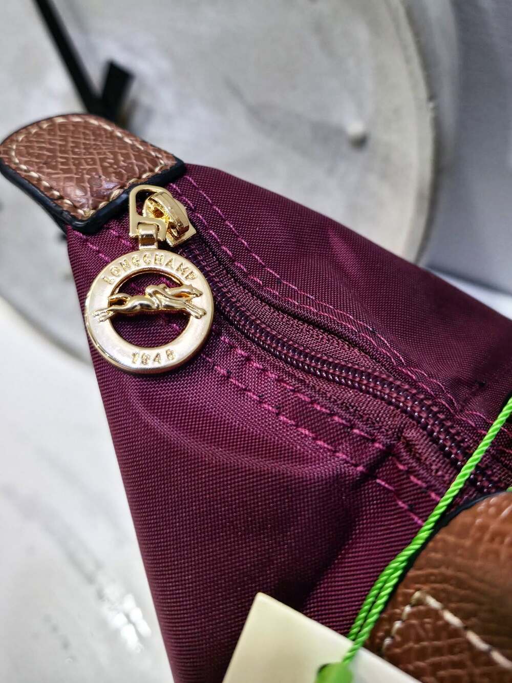 NWT Le Pliage Original Burgundy Medium Handbag Canvas Shopping Shoulder Tote M - Picture 8 of 8